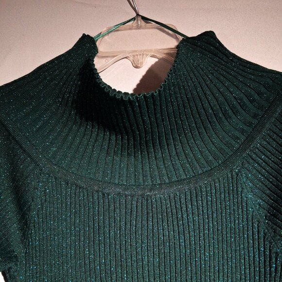 MADDEN GIRL Sweater Dress  sz  XL  Green  Metallic  Ribbed  Body-Con  NEW  Mini - Picture 5 of 11